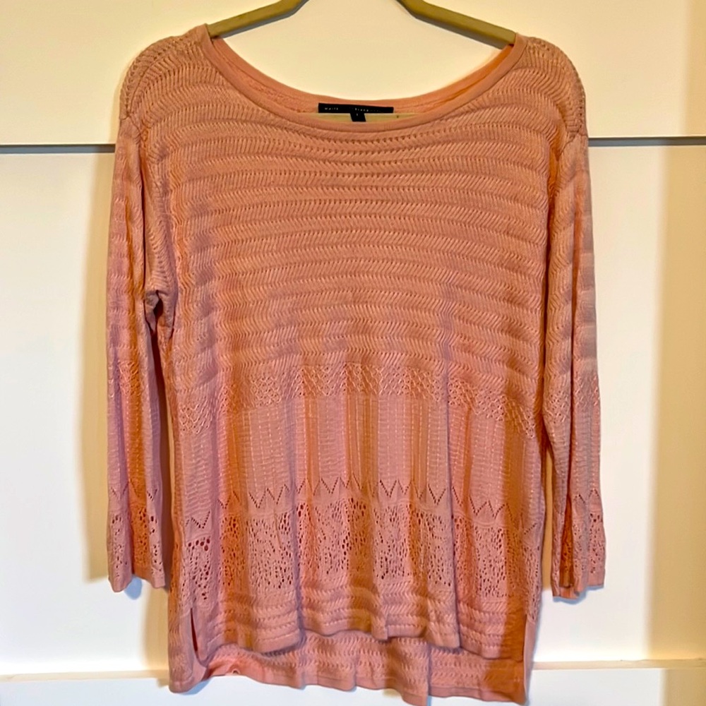 White House Black Market Sweater. Pink. Size Large. 3/4 sleeve